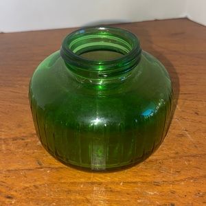 Vintage Reed Glass Rochester New York marked green ribbed glass round container